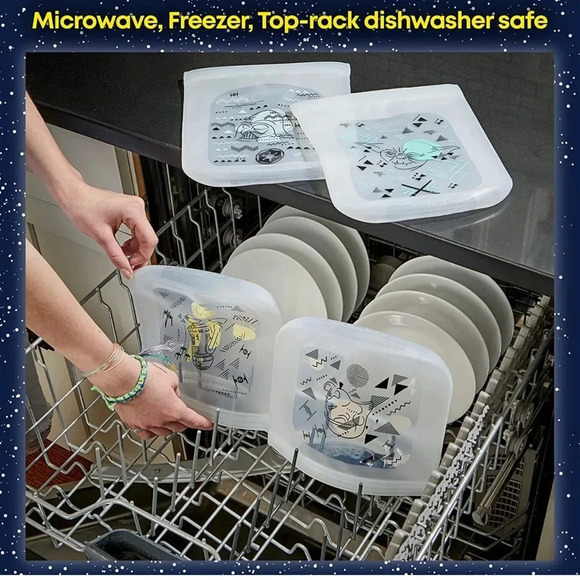 NEW Star Wars Pyrex 4pc Platinum Silicone 4-Pc Storage Bags - Picture 4 of 8